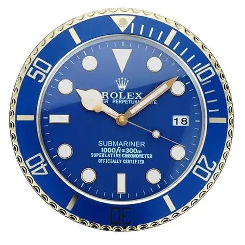 Horloge murale - Submariner bleue et or